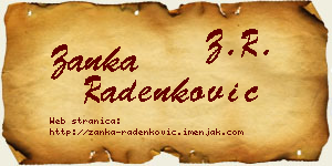 Žanka Radenković vizit kartica